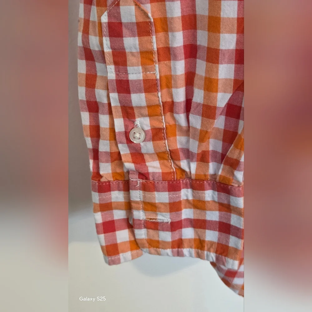 Gap Kids Orange Check Long Sleeve Shirt Size XS (4-5) Boys 100% Cotton
